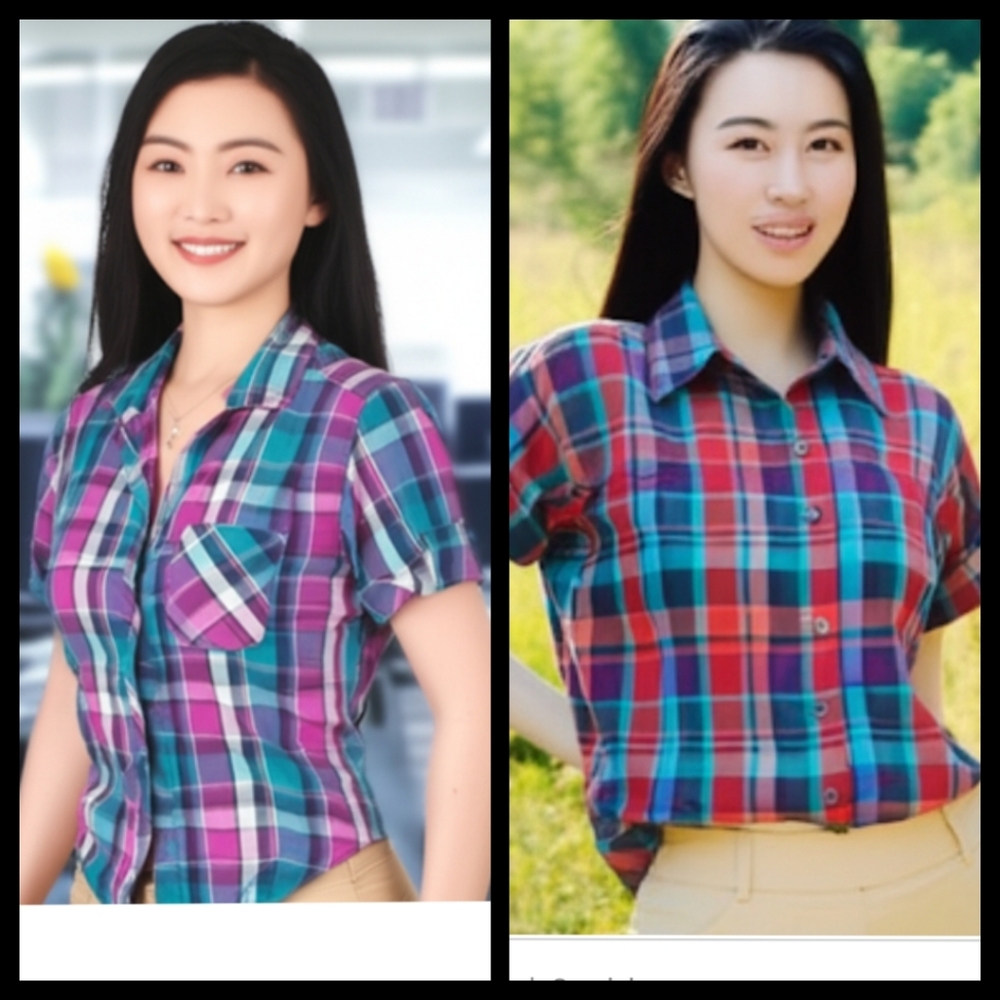 LOT (2) Women's Short Sleeve Plaid Button Down Shirts Size 4 Petite●